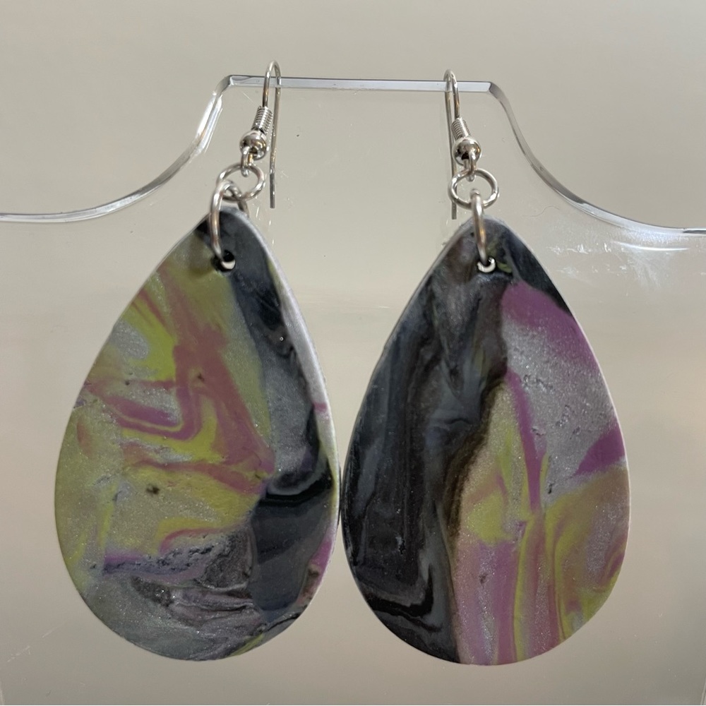 handmade clay teardrop earrings